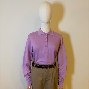 Monki Lilac Long Sleeve Polo Shirt 100% Cotton XXS